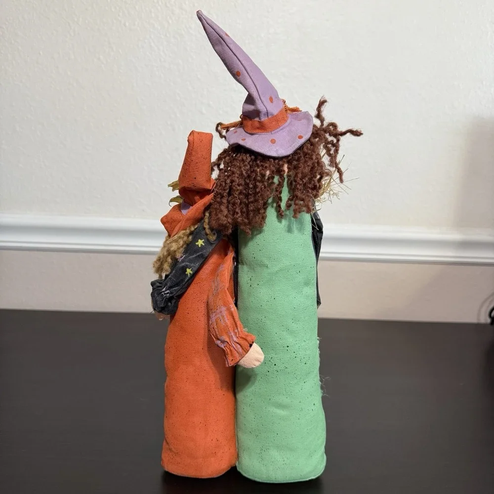 VTG HALLOWEEN WITCH‎ STANDING DOLL Family Hand Crafted Witch w/Broom 14